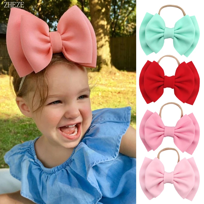 Повязка для волос хлопковая двухслойная с бантом милая мягкая нейлоновая