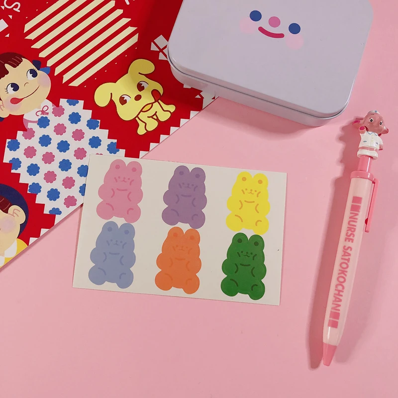 Kawaii Bear Pink Peach Decoration Sticker DIY Scrapbooking Label Diary Album Sticker Escolar Toy Sticker Cute Stationery