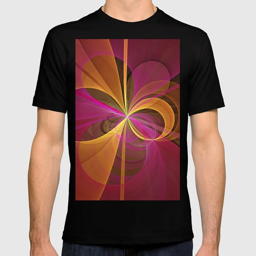 Светящиеся Цвета абстрактная Фрактальная художественная футболка рисунок