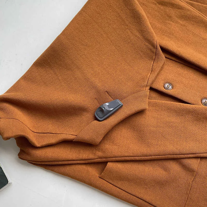 new women's long sleeved thick sweater casual New Jersey Lapel with a row of buttons fashion Korea autumn 2021 16w1829 | Женская