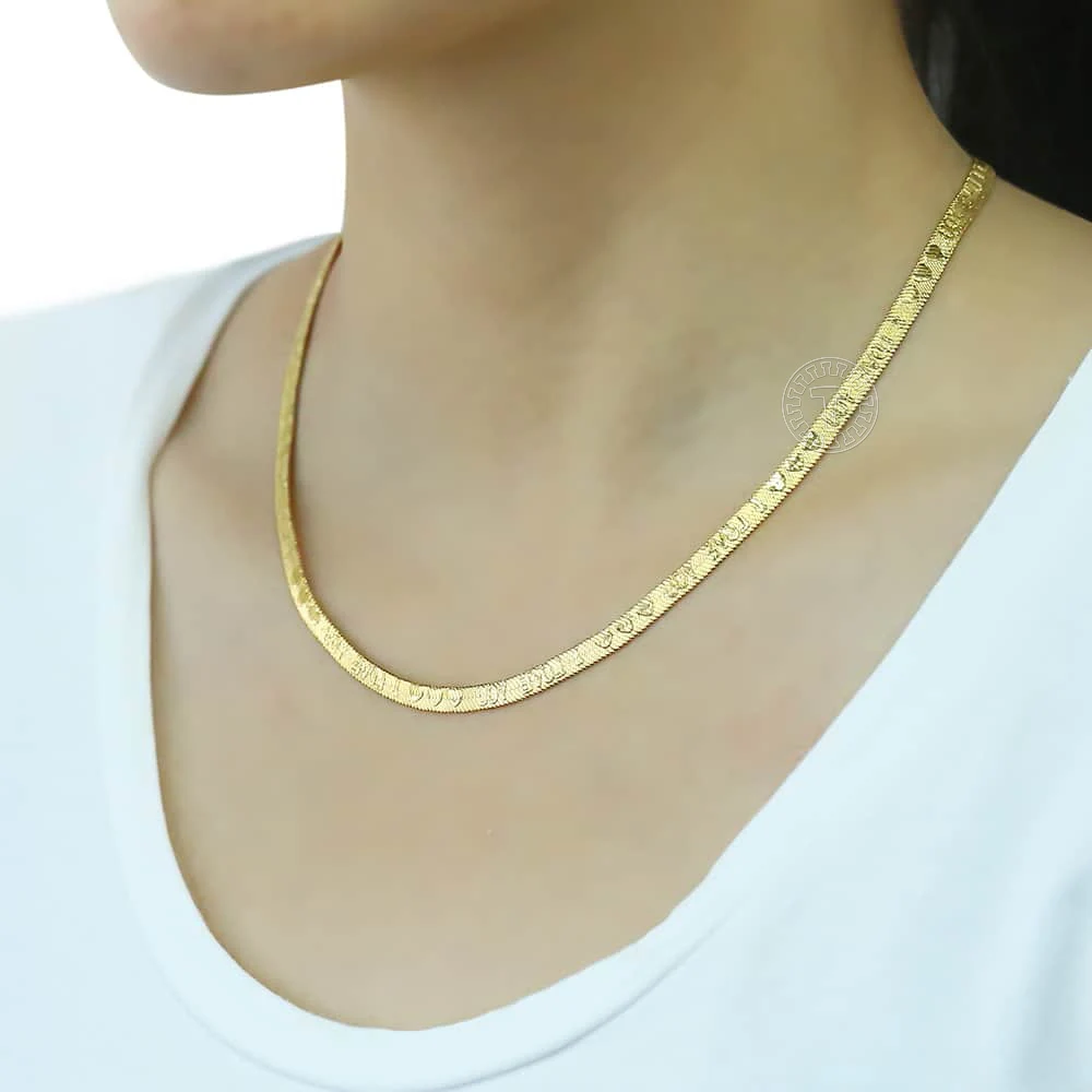 Цепочка Davieslee 5 мм для мужчин и женщин ожерелье из змеи в елочку позолоченный узор