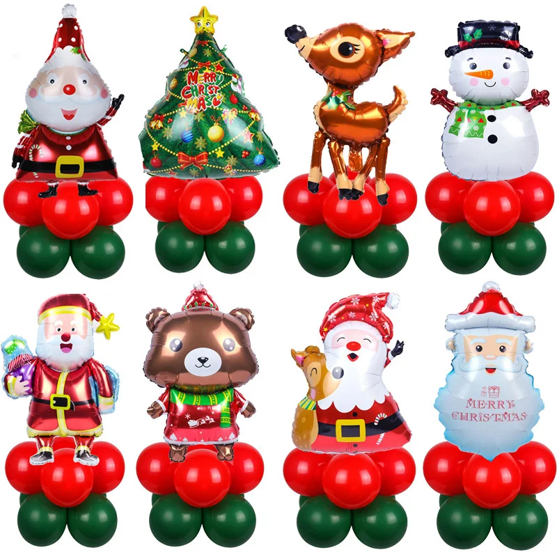 

5pcs Santa Claus Snowman Foil Balloons stand Christmas Party Decorations Air Balls Navidad Xmas party Inflatable Helium Balloon