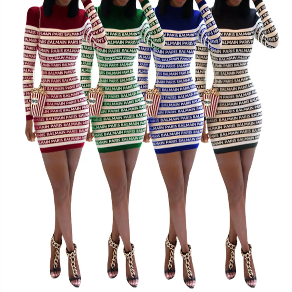 

Women's fashion casual long sleeve alphabet dresses maxi dresses for women