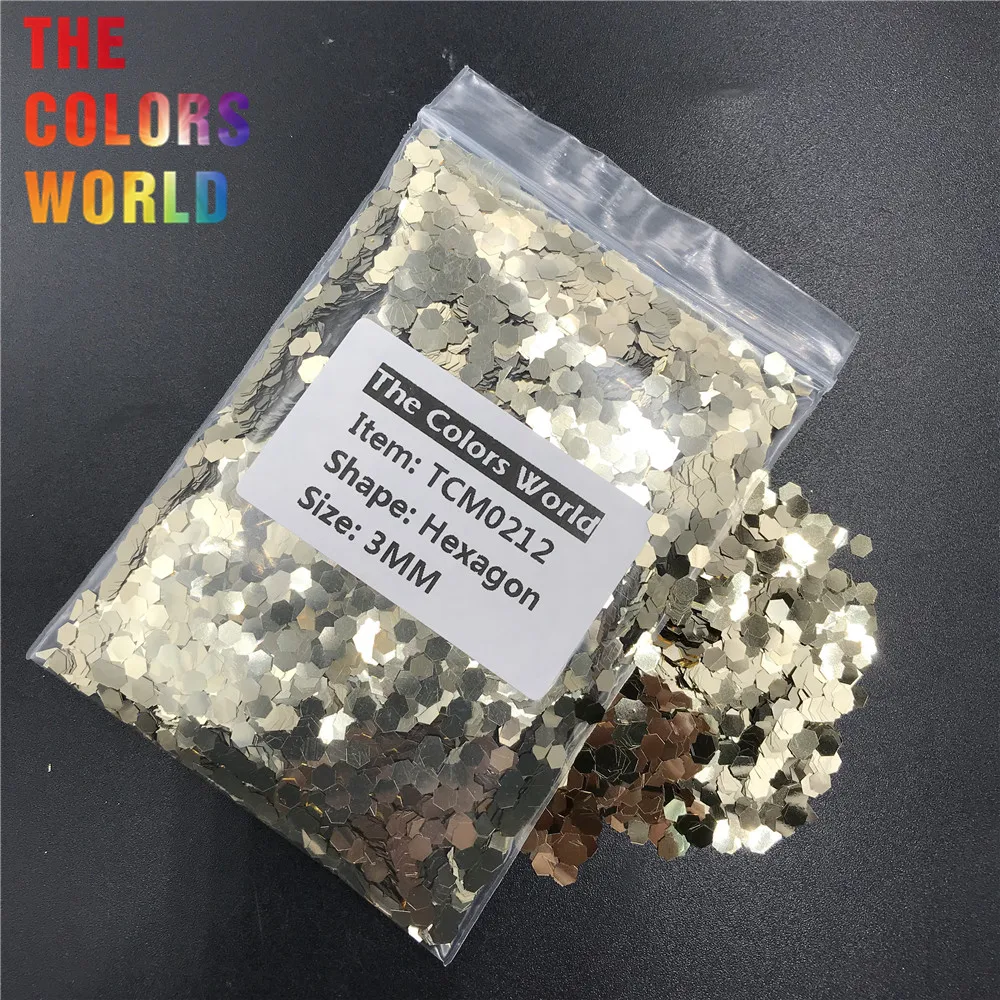 TCM0212 белый золотой цвет металлический блеск Шестигранная форма для ногтей