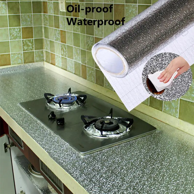 Кухонные маслостойкие водонепроницаемые наклейки TTLIFE 40x100 см алюминиевая фольга
