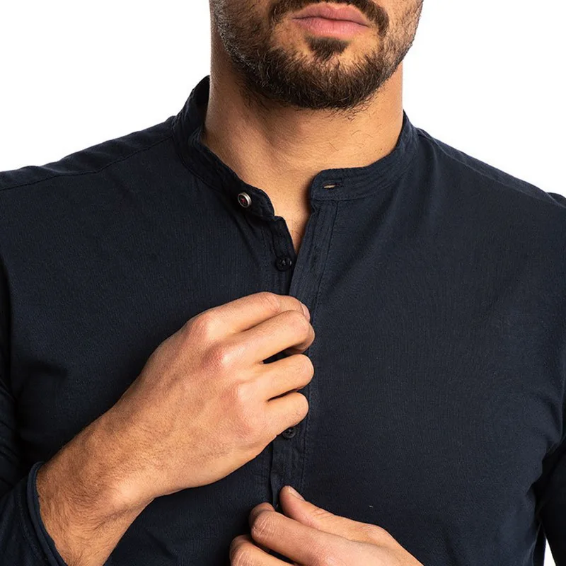 Футболка мужская хлопковая футболка с длинным рукавом Однотонная Топы И