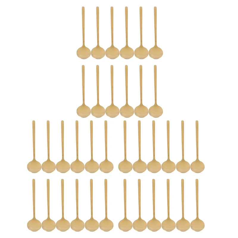 

HOT-36X Round Shape Coffee Spoon Stainless Steel Mini Teaspoons Sugar Dessert Spoon Ice Cream Soup Spoon(Gold)
