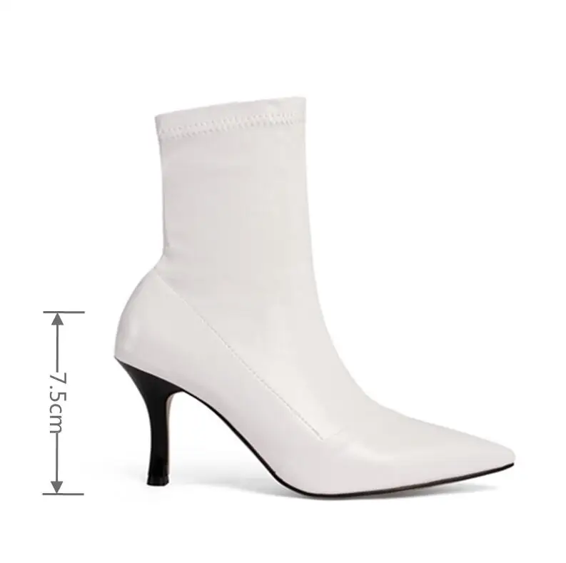 

Mstacchi Superfine Fiber Smooth Surface Side Zipper Women High Heel Short Boots Pointed Solid Color Ladies Shoes Femmes Sandales