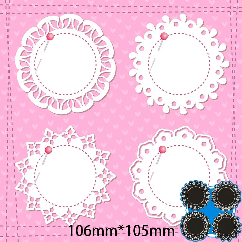 

Metal Cutting Dies FOUR FLOWER LACE CIRCLES New for decor card DIY Scrapbooking stencil Paper Album template Dies 106*105mm