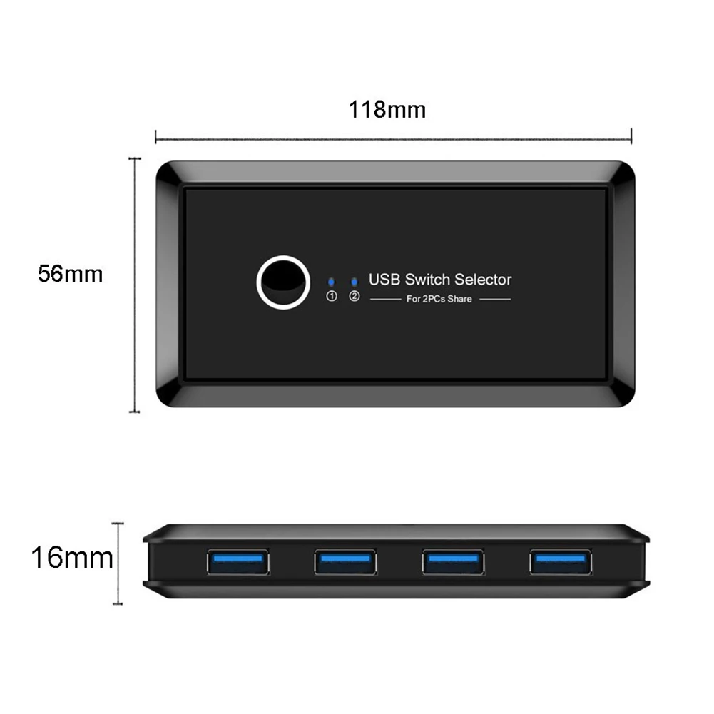 

USB 3.0 Printer Switches Selector 4 Devices 2 Port PCs Sharing Supply for Windows Mac OS Computer Sharing Information
