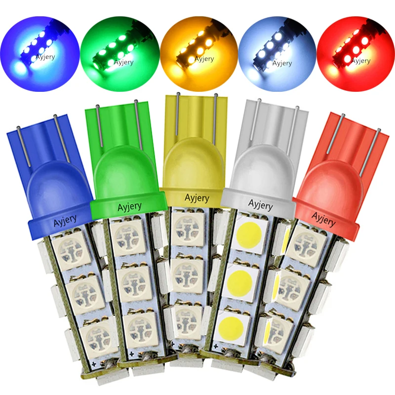 AYJERY 100 шт. 12 В T10 5050 13 SMD 194 168 W5W светодиодный светильник для автомобиля лампа