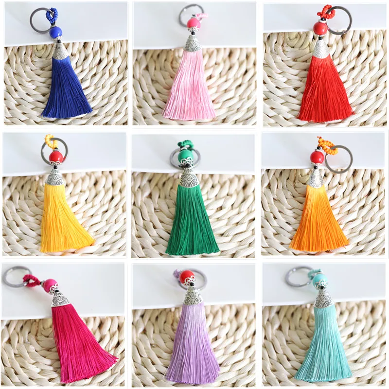 Hot New Fashion DIY Jewelry Accessories Tassel With Key Ring  Lobster Clasp Car Bag Pendant Multicolor Handmade Gifts Wholesale