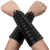 cosplay costume medieval halloween unisex faux leather gauntlet wristband wide bracer arm armor cuff