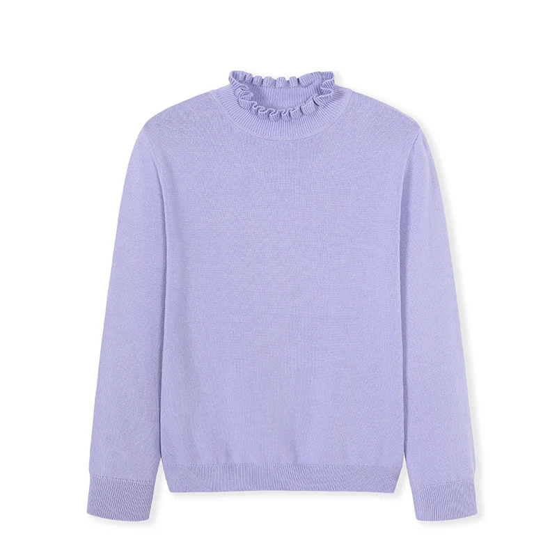 Balabala Children's wear shirts girls sweaters new autumn clothes big children pullover sweater simple female - Цвет: violet