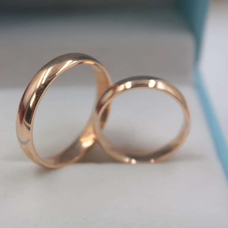 Кольцо из розового золота 18 карат для женщин и мужчин гладкое обручальное кольцо