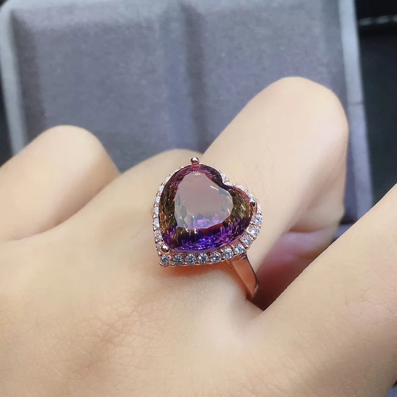 CSJ кольцо с аметрином и Кулон Ювелирные наборы сердце 12 мм Птичье гнездо огранка