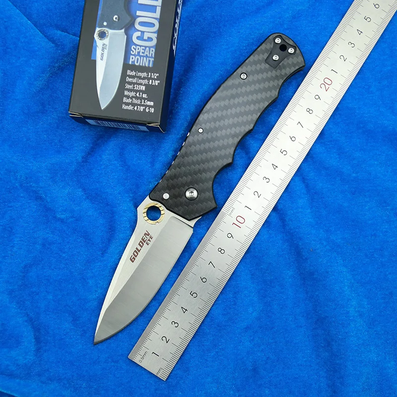 

LEMIFSHE Golden Eye Mark S35VN Blade Carbon Fiber / G10 Handle Outdoor Tactical Camp Hunt EDC Tool Pocket Kitchen Folding Knife