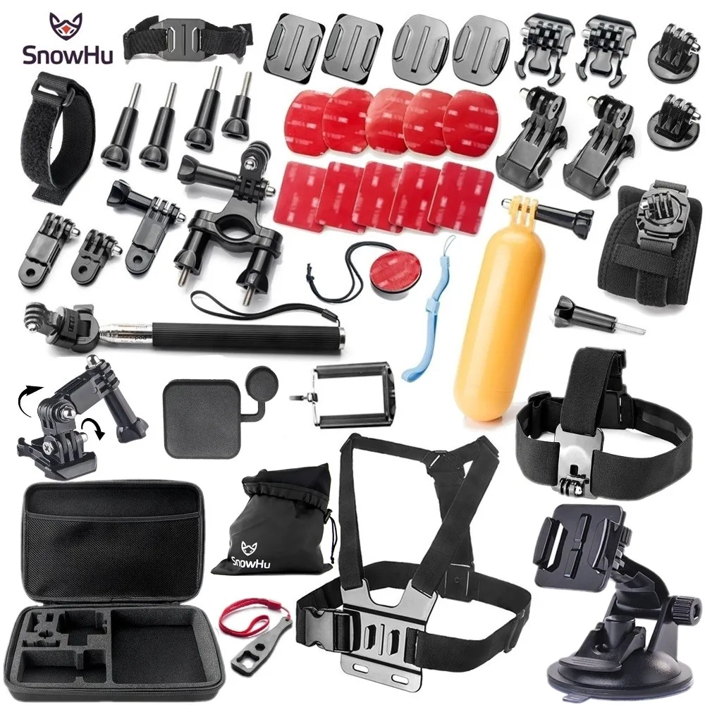 

SnowHu for Gopro accessorios set for Go Pro Hero 9 8 7 6 for 4K kit selfie stick for Eken h8r for Yi 4K EVA action camera GS09