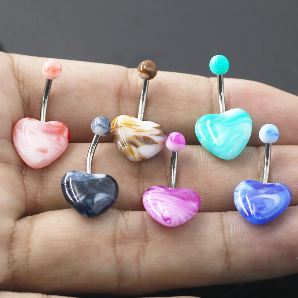 1 шт. с узором сердце образная акриловая пупка промышленного пирсинг шар со