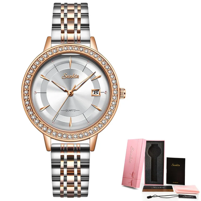 

2021 Rose Gold Women Watches Top Brand Luxury Laides Dress Business Fashion Casual Waterproof Watches Quartz Calendar Wristwatch