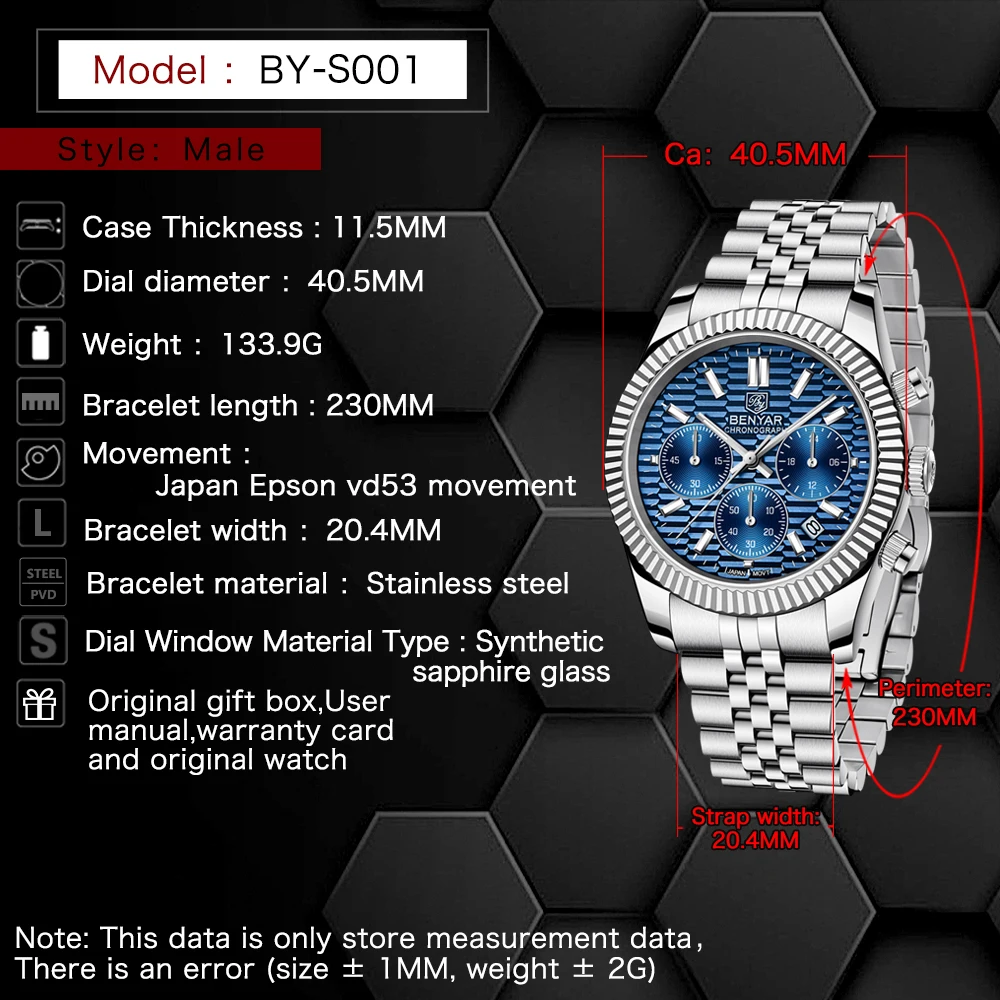 Мужские водонепроницаемые кварцевые часы-хронограф из нержавеющей стали -