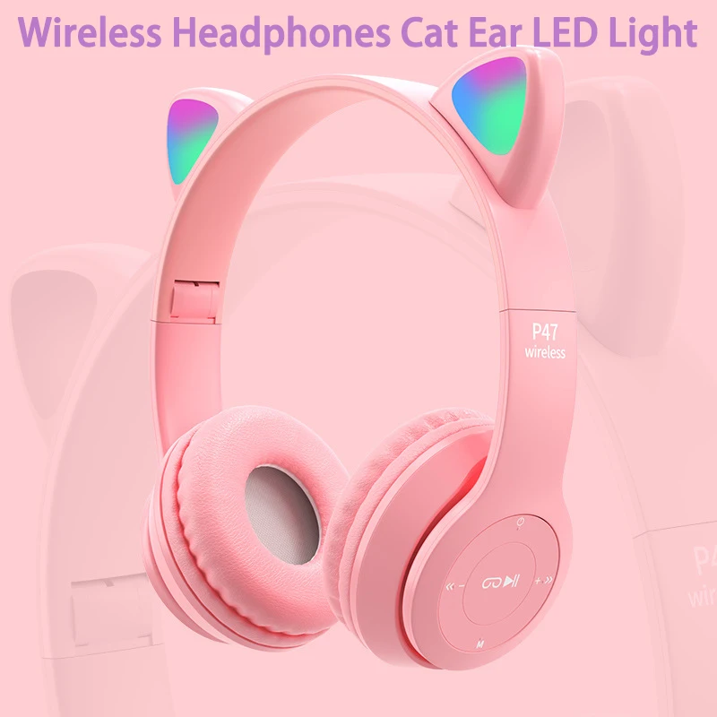 Bluetooth наушники светящиеся милый светодиодный кошачьими ушками Paw подарок для