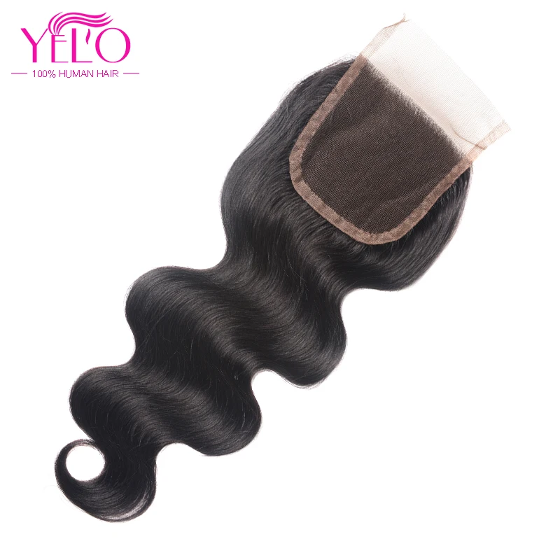 

YELO Brazilian Remy Hair Bundles 3pcs Body Wave With 4X4 Lace Closure With Baby Hair Middle Ratio Natural Color Weaves