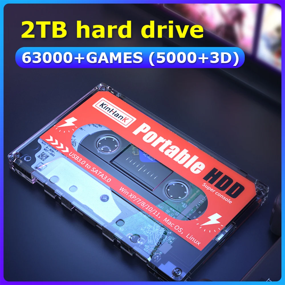 2T HDD Портативный внешний игровой жесткий диск SATA 3 для ноутбука/ПК/Windows/Mac OS с 63000 +