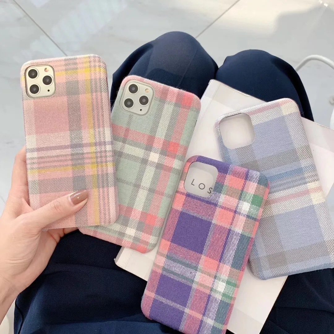 Для iPhone 11 Pro Max 11Pro 7 8 Plus X XR XS Чехлы в клетку из мягкой ткани зимняя теплая мягкая
