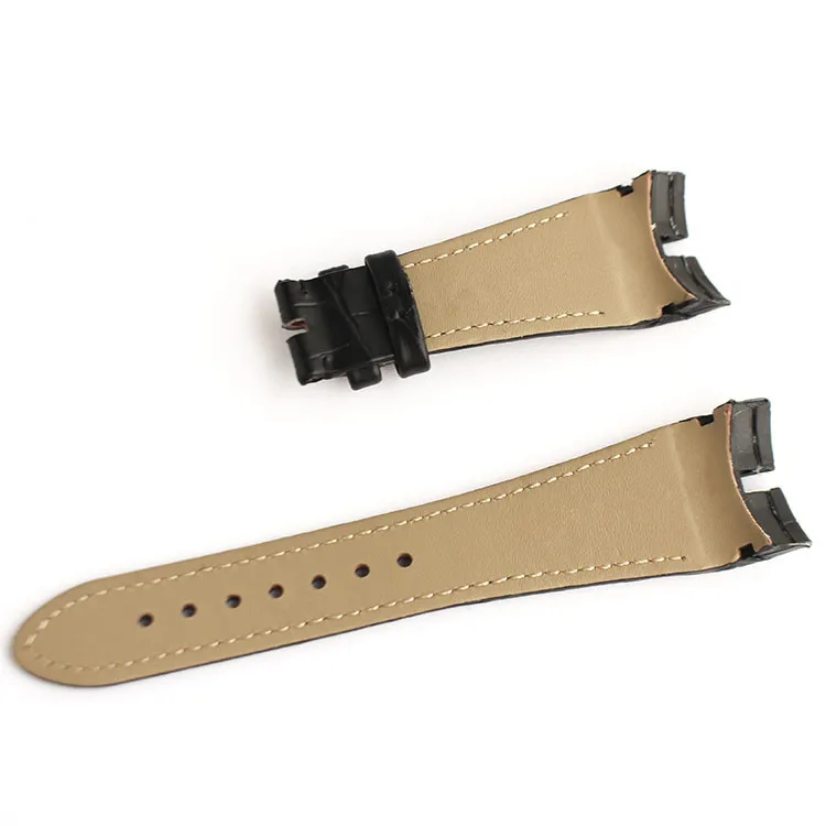 Black dark blue 26mm Genuine Leather watchband strap special for Roger Dubuis EXCALIBUR series bracelet