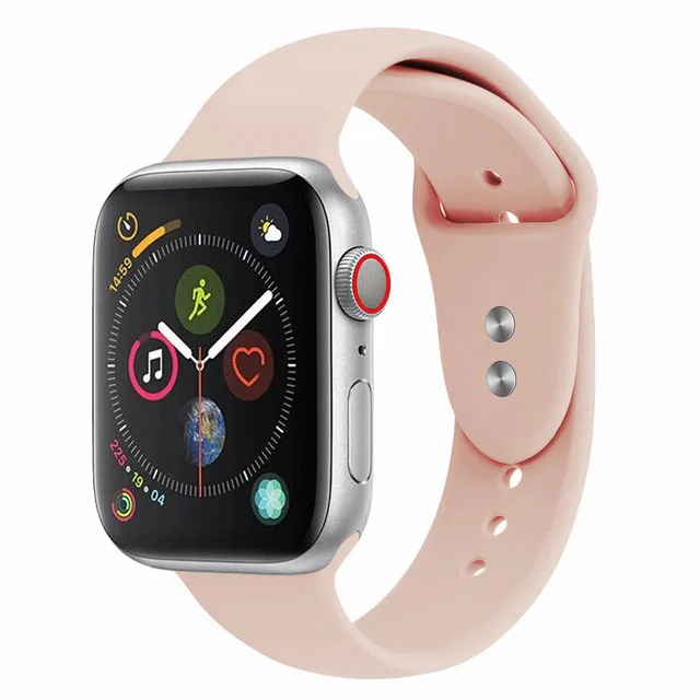 Спортивный силиконовый ремешок с двойной пряжкой для apple watch серии 4321 сменный Браслет ремешок для часов Ремешок для часов для apple watch 42 38 - Цвет ремешка: NO.20-Pink-Sand