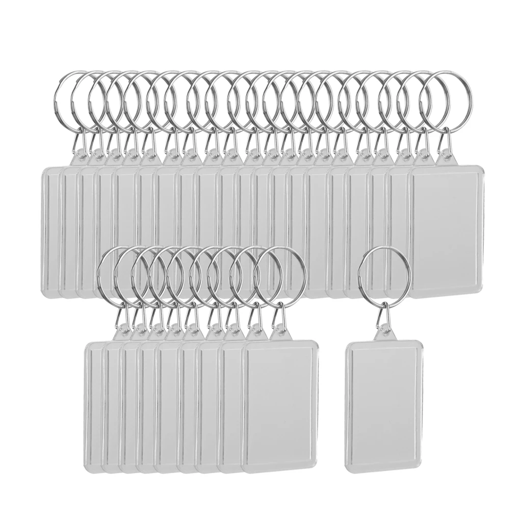 Прозрачный акриловый брелок для ключей пустые кольца с разрезом фоторамки