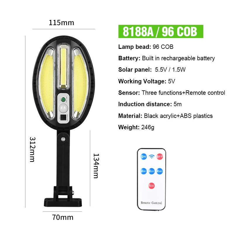 

Solar Sensor Wall Light COB/LED Waterproof Human Induction Street Lamp Garden Outdoor Courtyard Sensor Street Light Home Decor