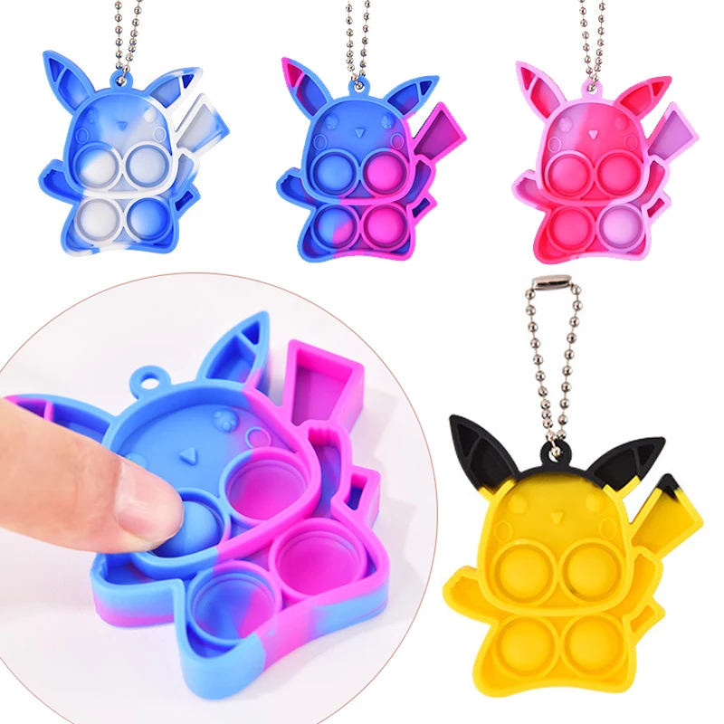 Pokemon Push Pop Keychain Fidget Toys Anti Stress Relief Autism Adhd Anxiety Sensory Bubble Keyring for Kids Christmas Gift | Игрушки и