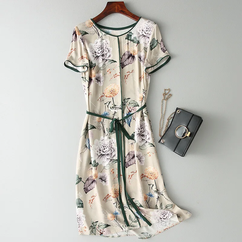 Летнее платье Tcyeek женские платья из натурального шелка длинные Винтажные Платья