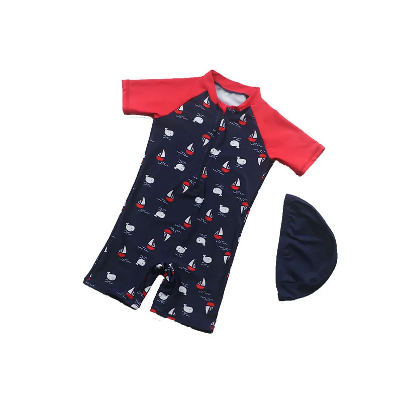 Детские купальники комбинезоны детский купальник цельный мультяшный Акула с