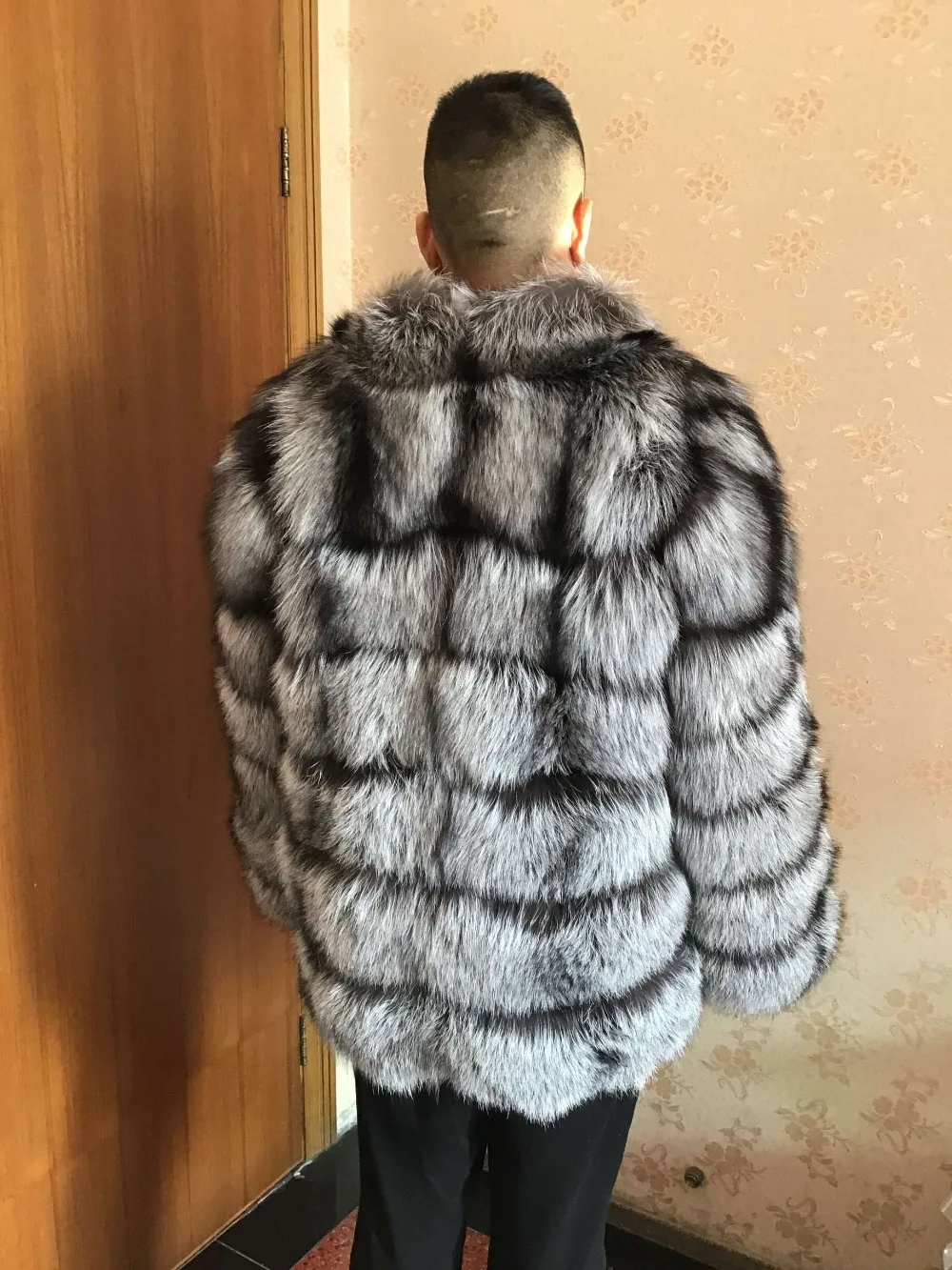 60 см 70 см куртки из меха серебристой лисы пальто в полоску Верхняя одежда Куртка парка зимний Тренч для женщин мужчин Блейзер Gar мужчин t размера плюс на заказ