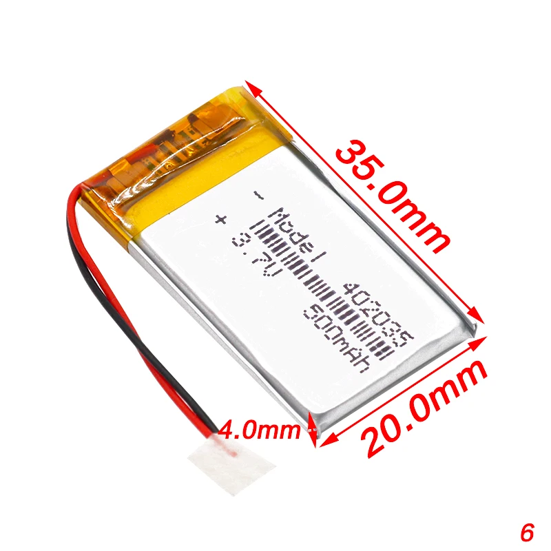 Высокая емкость высокое качество 3 7 в 402035 липо литий-полимерные батареи 500 мАч