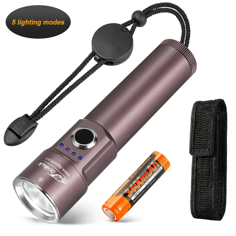 Маленький фонарик Foxhawk 1000 люмен карманный со светодиодом cree 5 режимов