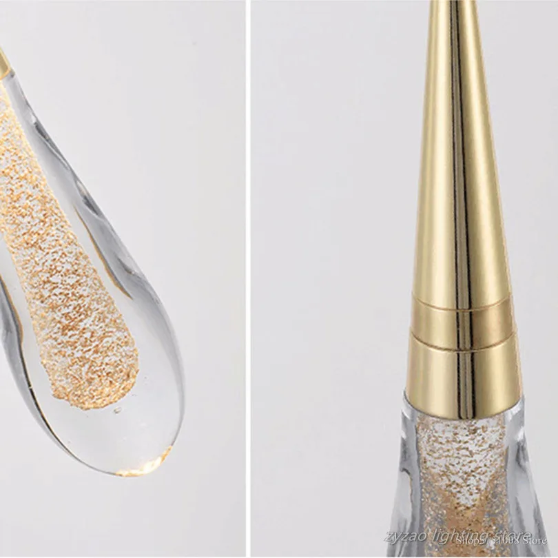 Продажа Стеклянные подвесные светильники в форме капли воды, прикроватная лампа для спальни, современный светодиодный дизайнерский Хрустальный по...