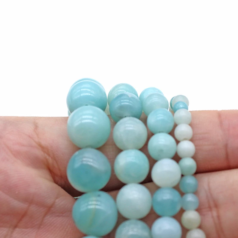 Круглые Гладкие бусины из натурального амазонита 4/6/8/10/12 мм | Украшения и