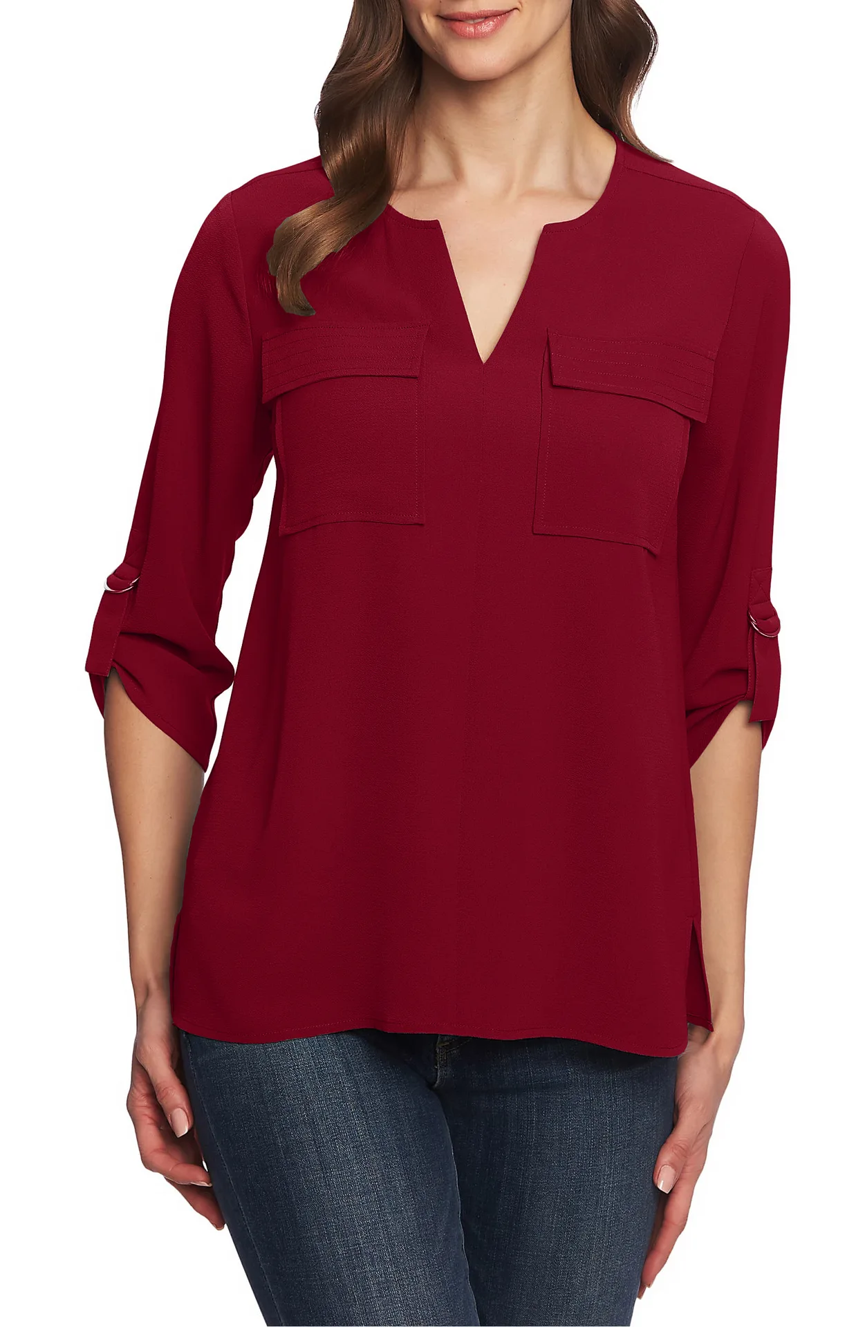 RONNYKISE одноцветные топы с v образным вырезом и двумя карманами рукав три четверти