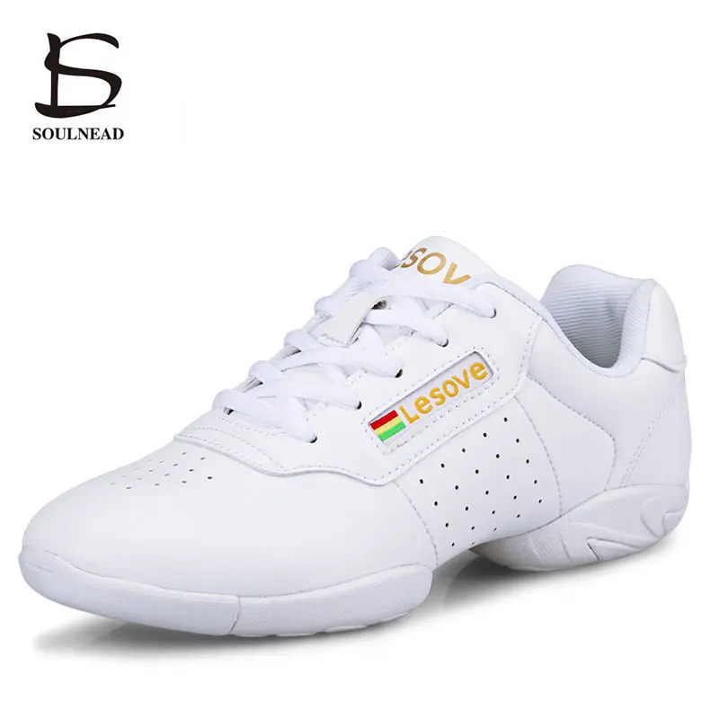 White Serobics Shoes Children Adult Fltness Gymnastics Sports Dance Shoes Jazz Shoes Cheerleading Shoes Woman Square Dance Shoes