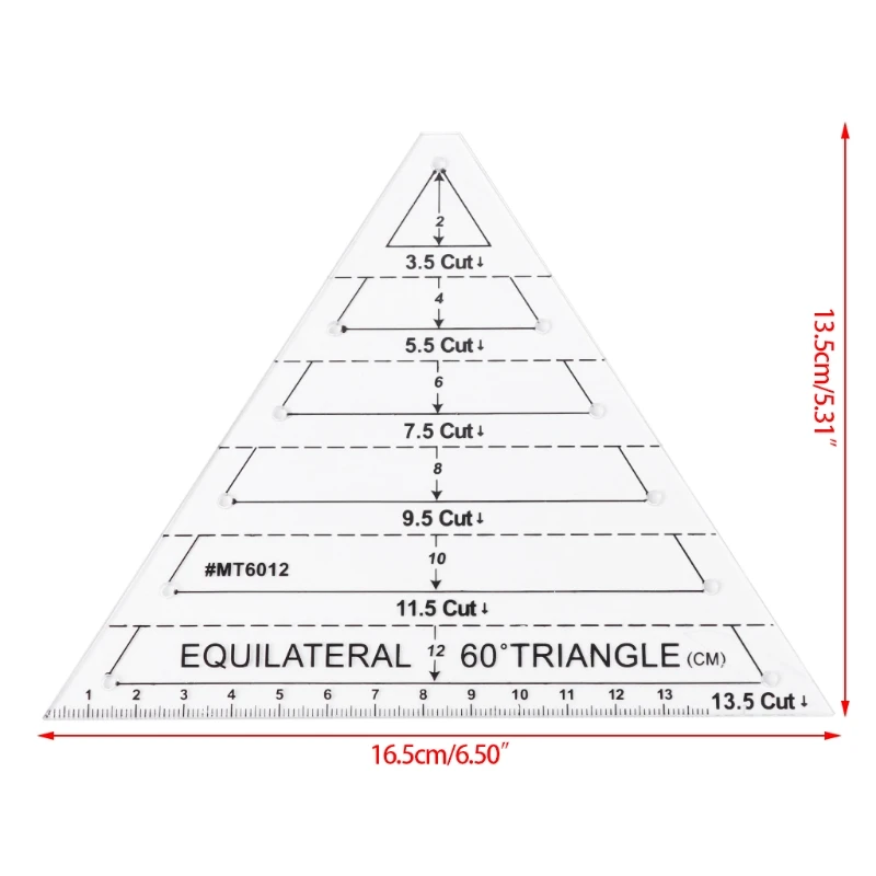 60 градусов Equilateral треугольник стёганая линейка шаблон DIY инструмент для