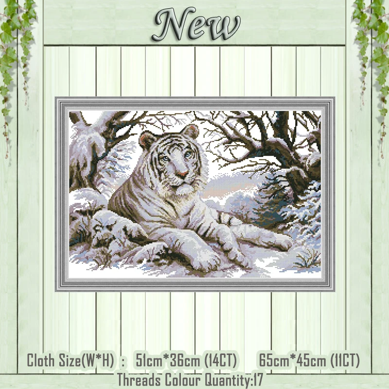 Тигр снег зима животные домашний Декор Картина считает Печать на холсте DMC 14CT 11CT