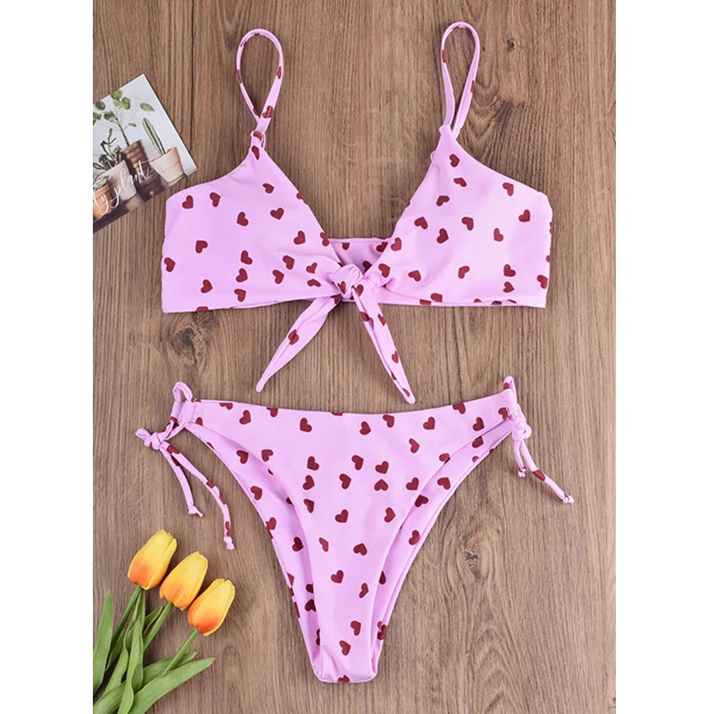 Купальник-бикини женский с чашками пуш-ап и бантом | Женская одежда