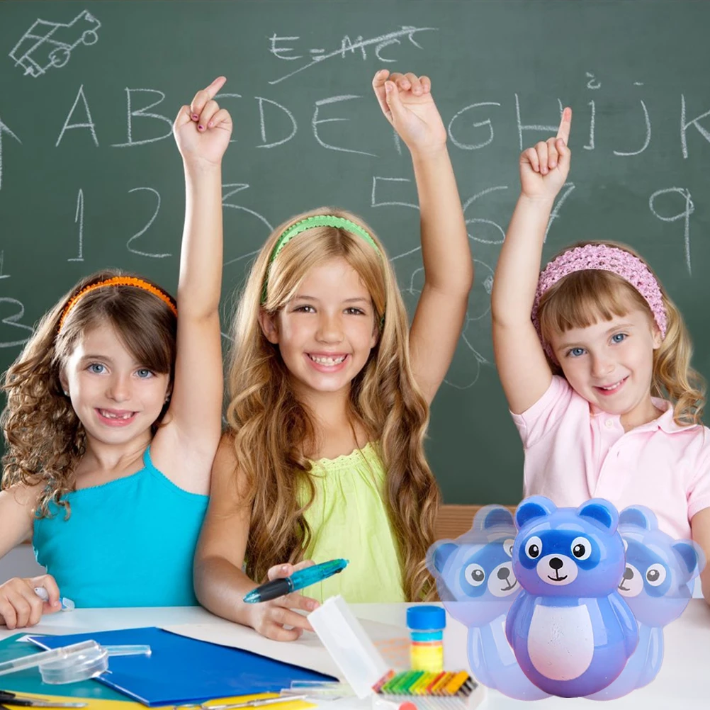 

4 pcs Tumbler Adorable Roly-poly Plastic Cartoon Animal Tumbler Rattles Tumbler Toys