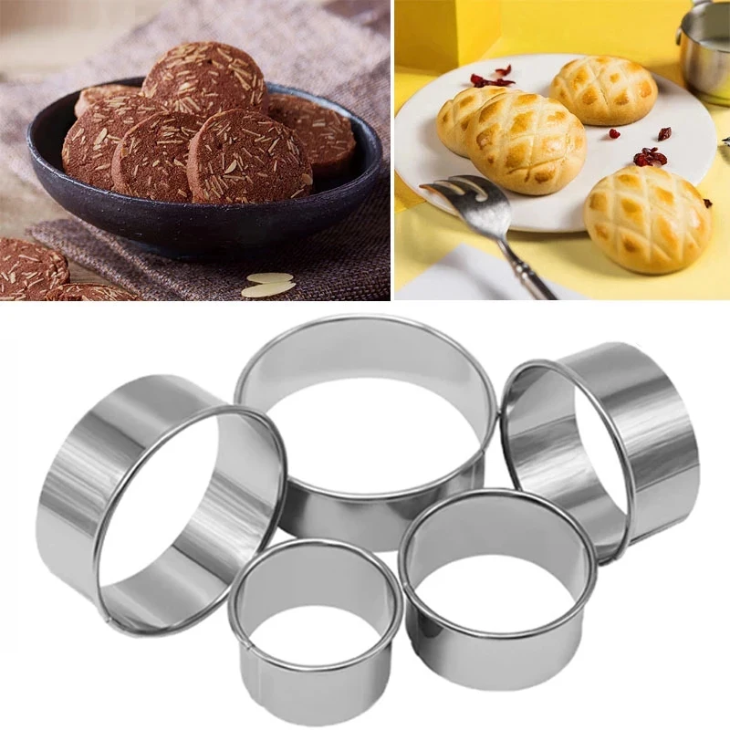 

5PCS/Set Round Stainless Steel Biscuit Mould Portable Cake Fondant Mold home Kitchen Gadgets Baking Accessories
