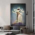 Картина маслом в скандинавском стиле Птица мира, настенный плакат и печать для девушек, гостиной, декоративный плакат на холсте