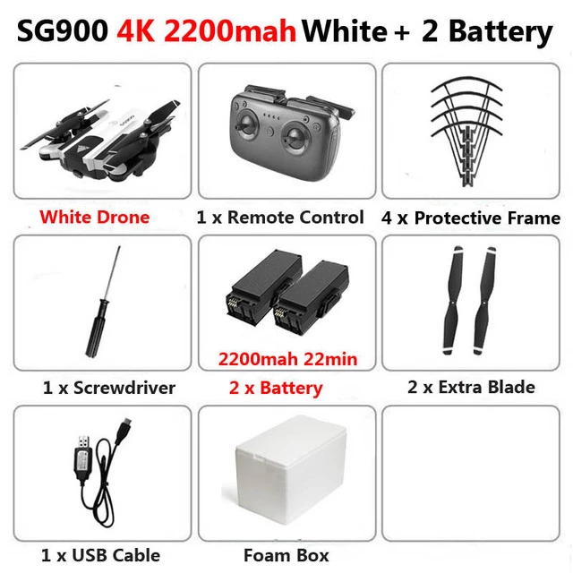 W4K2200mAh2B Foam SG900 50x Zoom RC Drone With 4K HD Camera Professional selfie FPV 22minutes long flight Quadcopter Follow Me Helicopter Toy - Цвет: W4K2200mAh2B Foam